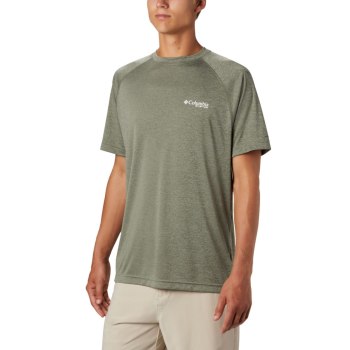 Columbia T-Shirt Heren, PFG Terminal Tackle Heather Short Sleeve Grijs Groen Wit, 27BDFQYOJ